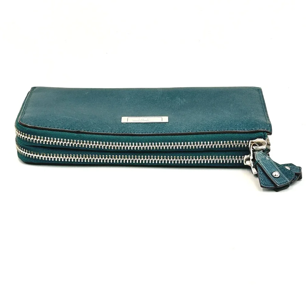 Tumi Zip Around Continental Travel Wallet Womens Leather Teal Lizard Embossed